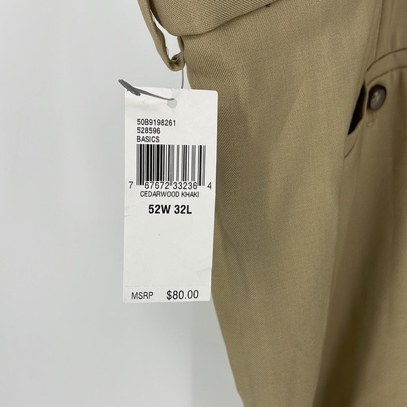 NWT VAN HEUSEN stretch premium no iron trouser pants tan size 52 X 32 men's - Picture 5 of 8
